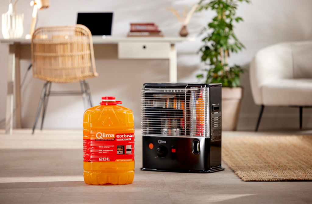 Zestaw piecyk knotowy 2,4 kW +paliwo Qlima 20 litrów